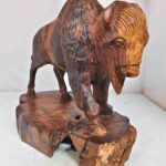 Desert Ironwood Carved Buffalo on Stand 12" x 12" x 8" 13 pounds